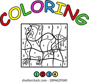 Coloring number page for preschool kids. Education game on paper. Poster design. Vector illustration modern