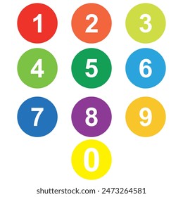 Coloring numbers set icon vector. Colorful numbers icons on white background. flat style in Vector illustration.