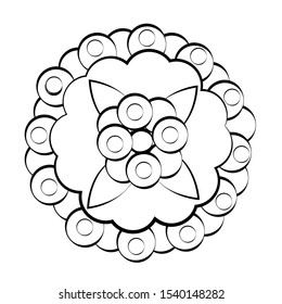 Coloring on a white background. Flower with curls