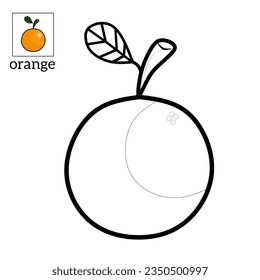 Coloring orange fruit vector illustration for kids and education 