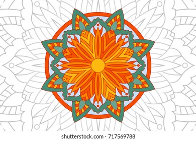 Coloring ornament with mandala. Vector Illustration.