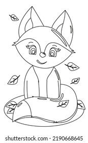 Coloring the outline of a cartoon cute little fox
