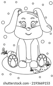 Coloring the outline of a cartoon cute little bunny