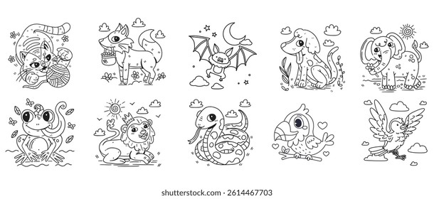 Coloring page. 10 Book coloring page bundle.