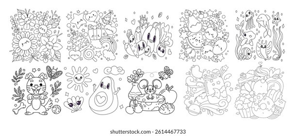 Coloring page. 10 Book coloring page bundle.