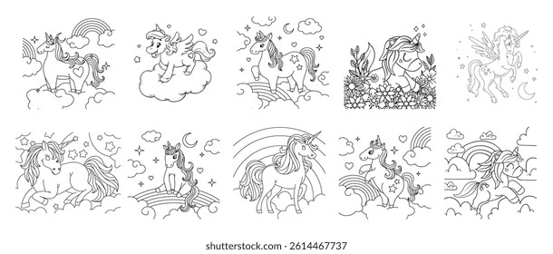 Coloring page. 10 Book coloring page bundle.