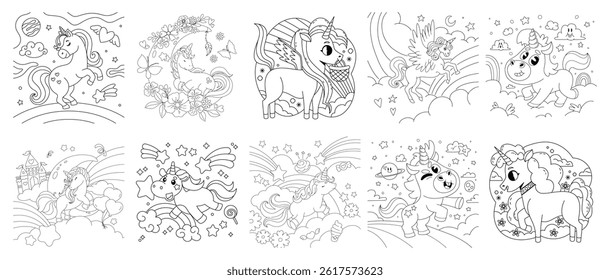 Coloring page. 10 Book coloring page bundle.
