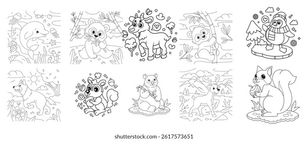 Coloring page. 10 Book coloring page bundle.