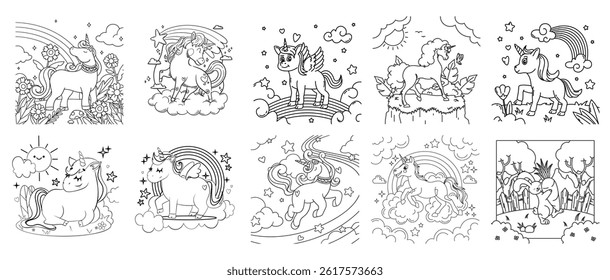 Coloring page. 10 Book coloring page bundle.