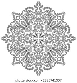 Coloring page - 310, hand drawn, vector. Mandala 253, ethnic, swirl pattern, object isolated on white background.