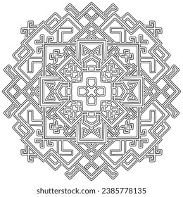 Coloring page - 315, hand drawn, vector. Mandala 258, ethnic, swirl pattern, object isolated on white background.