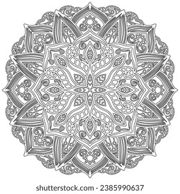 Coloring page - 320, hand drawn, vector. Mandala 263, ethnic, swirl pattern, object isolated on white background.