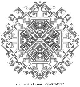 Farbseite - 323, handgezeichnet, Vektorgrafik. Mandala 266, ethnisch, wirbelloses Muster, Objekt einzeln auf weißem Hintergrund.