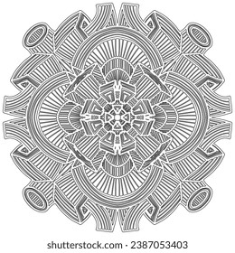 Farbseite - 332, handgezeichnet, Vektorgrafik. Mandala 275, ethnisch, wirbelloses Muster, Objekt einzeln auf weißem Hintergrund.