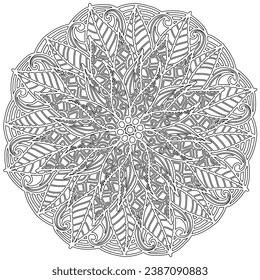 Coloring page - 336, hand drawn, vector. Mandala 279, ethnic, swirl pattern, object isolated on white background.