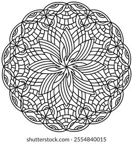 Coloring page 394, hand drawn, vector. Mandala 337, ethnic, swirl pattern, object isolated on white background.