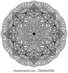 Coloring page 400, hand drawn, vector. Mandala 343, ethnic, swirl pattern, object isolated on white background.