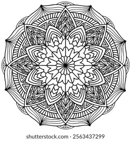 Coloring page 403, hand drawn, vector. Mandala 346, ethnic, swirl pattern, object isolated on white background.