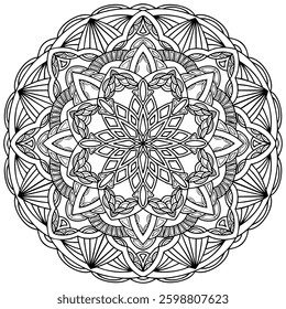 Coloring page 413, hand drawn, vector. Mandala 356, ethnic, swirl pattern, object isolated on white background.