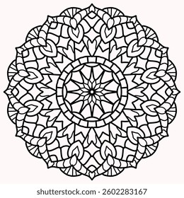 Coloring page 415, hand drawn, vector. Mandala 358, ethnic, swirl pattern, object isolated on white background.