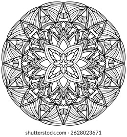 Coloring page 422, hand drawn, vector. Mandala 363, ethnic, swirl pattern, object isolated on white background.