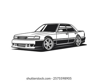 coloring page of 90s car image vector graphic