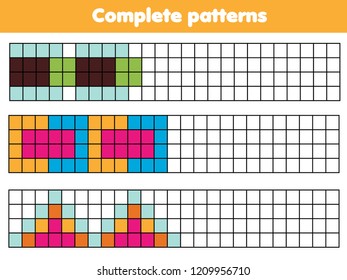 Coloring page with abstract geometric patterns. Educational game for children. Drawing printable activity, complete picture for toddlers and kids