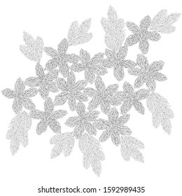 Coloring page of abstract image of flowers with leaves