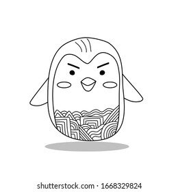 coloring page ,abstract little penguin vector with abstract outline