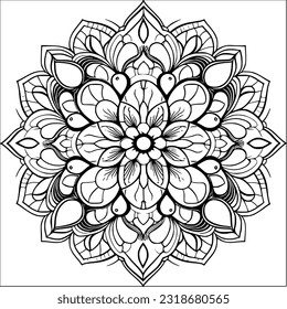 Página de coloreado del patrón de mandala abstracta. Arte para la impresión de lienzo en la pared