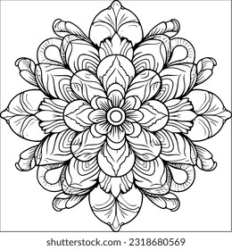 Coloring page of abstract mandala pattern. Art for canvas print on the wall