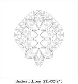 Coloring page for adult with decorative flowers in monochrome isolated on white background