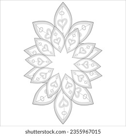 Coloring page for adult with decorative flowers in monochrome isolated on white background