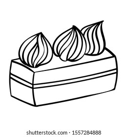Coloring page adult and kids. Cake from the Confectionery, Cafeteria. Sweet pastries for Birthday, Christmas, New Year, Baby Shower. - Vector. Vector illustration