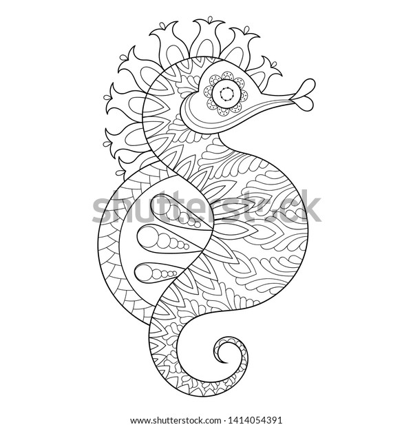 Download Coloring Page Adult Therapy Hand Drawn Stock Vector Royalty Free 1414054391