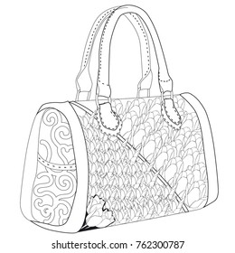 
Coloring  page for adults. Bag with tulip. Art Therapy. Line art illustration.
