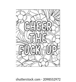 Coloring Page For Adults  Black And White Pattern  Phrase  Rude Rords Zentangle Coloring Book for Grown Ups Antistress  Swearing Word Coloring Page For adult