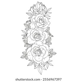 Coloring page for adults and children. Flower bouquets.