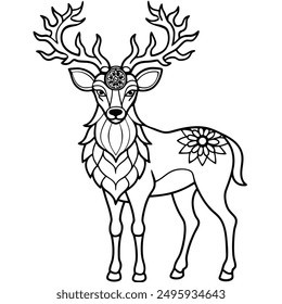 coloring page for adults the deer mandala