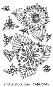 Coloring page for adults flowers