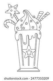 Coloring Page For Adults And Kids - Milkshake Is An Anti-Stress Coloring Book