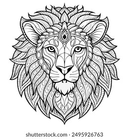 coloring page for adults lion face mandala