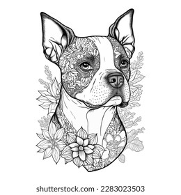 página de color para adultos ilustración de perro mandala