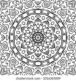 Coloring Page for Adults. A Part of Intricate Mandala. Tribal Motif for Background. Black and White Seamless Pattern for Elder Children or Adult Coloring. Vector