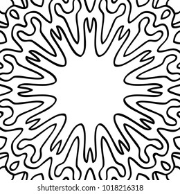 Coloring Page for Adults. A Part of Intricate Mandala. Tribal Motif for Background. Black and White Seamless Pattern for Elder Children or Adult Coloring. Vector