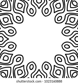 Coloring Page for Adults. A Part of Intricate Mandala. Tribal Motif for Background. Black and White Seamless Pattern for Elder Children or Adult Coloring. Vector