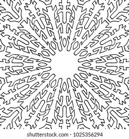 Coloring Page for Adults. A Part of Intricate Mandala. Tribal Motif for Background. Black and White Seamless Pattern for Elder Children or Adult Coloring. Vector