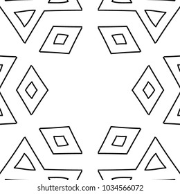 Coloring Page for Adults. A Part of Intricate Mandala. Tribal Motif for Background. Black and White Seamless Pattern for Elder Children or Adult Coloring. Vector