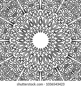 Coloring Page for Adults. A Part of Intricate Mandala. Tribal Motif for Background. Black and White Seamless Pattern for Elder Children or Adult Coloring. Vector