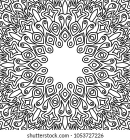 Coloring Page for Adults. A Part of Intricate Mandala. Tribal Motif for Background. Black and White Seamless Pattern for Elder Children or Adult Coloring. Vector